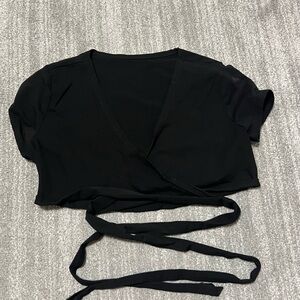SHEIN Black Wrap Tie Crop Top